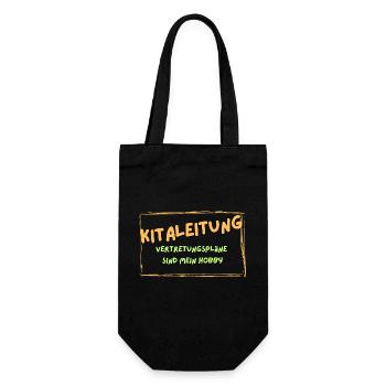 Kitaleitung liebt Vertretungspläne - Geschenkbeutel für Flaschen - Schwarz - Vorne