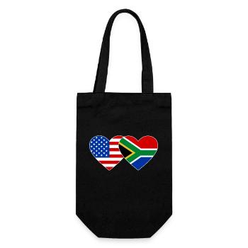 États-Unis, Afrique du Sud, drapeau, forme de coeur - Sac à bouteille - noir - Devant