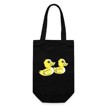 2 Ducks Swimming Water Couple Two Friends Team - Gift Bag for Bottles - black - Front