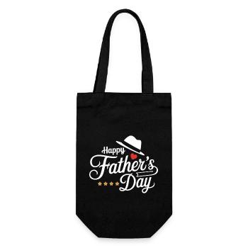 Cadeau de fête des pères avec chapeau - Sac à bouteille - noir - Devant
