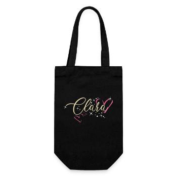 Clara Nom Prénom Calligraphie Coeur - Sac à bouteille - noir - Devant