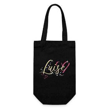 Luise Name Vorname Kalligrafieherz - Geschenkbeutel für Flaschen - Schwarz - Vorne