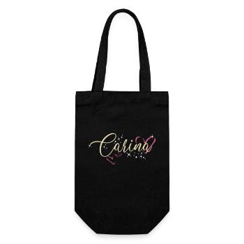 Carina Name Vorname Kalligrafieherz - Geschenkbeutel für Flaschen - Schwarz - Vorne