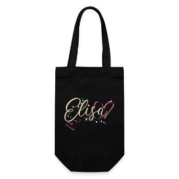 Elisa Surname First name Calligraphy Heart - Gift Bag for Bottles - black - Front