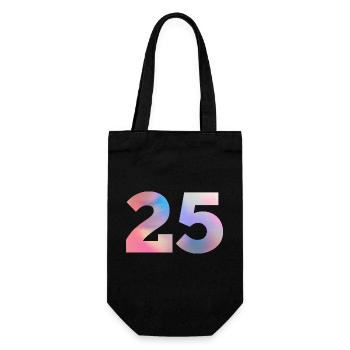 Bunte Zahl 25 - Geschenkbeutel für Flaschen - Schwarz - Vorne