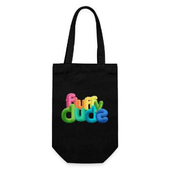 Fluffy Dude – Colorful 3D Typography with Plush C - Gift Bag for Bottles - black - Front