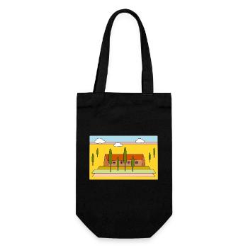 Landscape with cypress trees - Gift Bag for Bottles - black - Front