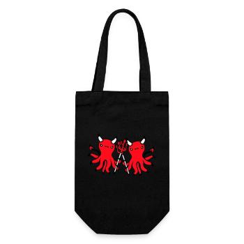 2 Octopus Devil Hell Team Friends Satan Evil Cute - Gift Bag for Bottles - black - Front