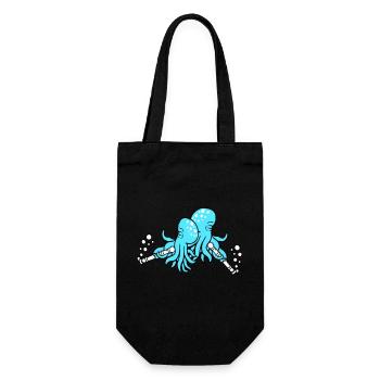 2 Oktopus Flöte Musik spielen Bläschen Band Team - Geschenkbeutel für Flaschen - Schwarz - Vorne