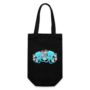 Zwei Kraken Peace Handzeichen Victory Symbol Hände - Geschenkbeutel für Flaschen - Schwarz - Vorne
