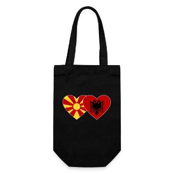 Macédoine Albanie Drapeau Coeur - Sac à bouteille - noir - Devant