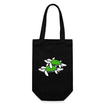 2 Water Turtles Surfer Surfing Surfboard Cute - Gift Bag for Bottles - black - Front