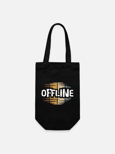 vintage offline Schriftzug - retro digital detox - Geschenkbeutel für Flaschen - Schwarz
