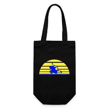 Einhorn Springt Sonne Streifen Süß Cool Silhouette - Geschenkbeutel für Flaschen - Schwarz - Vorne
