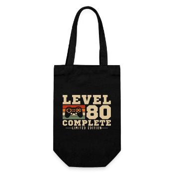 Stufe 80 – Komplettes Geschenk zum 80. Jubiläum - Geschenkbeutel für Flaschen - Schwarz - Vorne