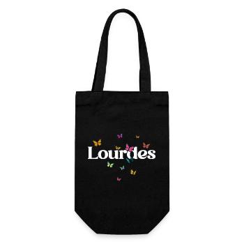 Beau prénom de fille avec des papillons LOURDES - Sac à bouteille - noir - Devant