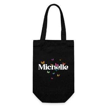 Beautiful girl's name with butterflies MICHELLE - Gift Bag for Bottles - black - Front