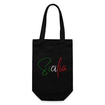 I love Sicily, elegant minimalist design - Gift Bag for Bottles - black - Front
