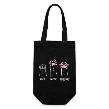 Cat Paw Rock Paper Scissors Animal Play Humor - Gift Bag for Bottles - black - Front