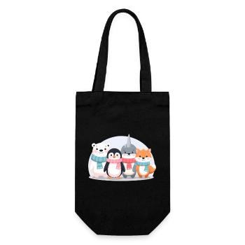 Süße Winter Tiere Shirts Kinder - Geschenkbeutel für Flaschen - Schwarz - Vorne