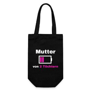 Mutter Tochter Spruch Stolz Mama 2 Kinder Geschenk - Geschenkbeutel für Flaschen - Schwarz - Vorne