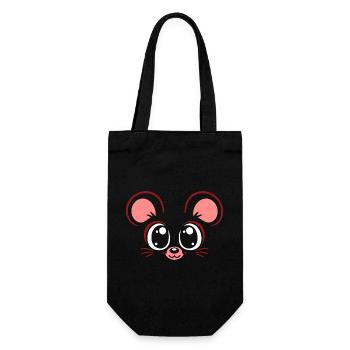 Maus | Big Face Kostüm Karneval Verkleidung - Geschenkbeutel für Flaschen - Schwarz - Vorne