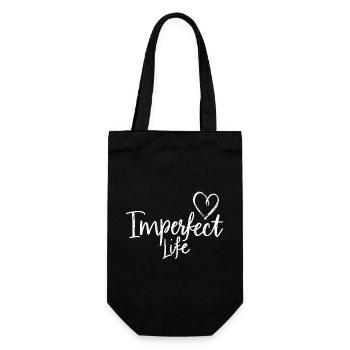 Imperfect Life Heart Motif for Great People - Gift Bag for Bottles - black - Front