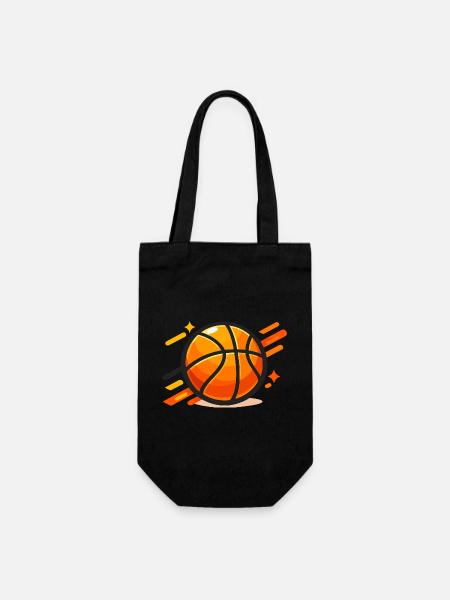 Dynamischer Basketball Neon-Orange - Geschenkbeutel für Flaschen - Schwarz