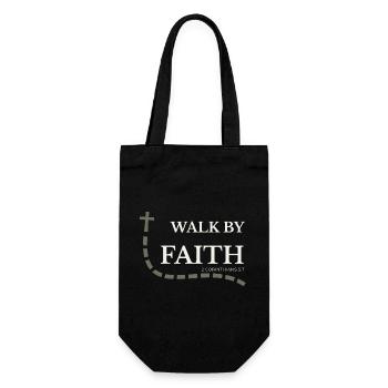 Walk by Faith | 2. Korinther 5,7 - Geschenkbeutel für Flaschen - Schwarz - Vorne