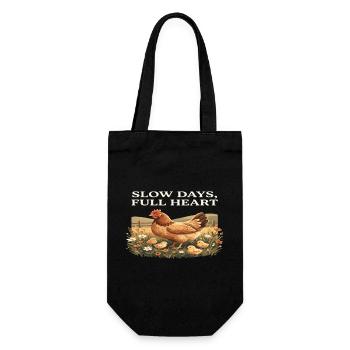 Slow Days, Full Heart Chickens Cottagecore Farm - Gift Bag for Bottles - black - Front