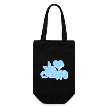I_love_Cycling_babyblau - Geschenkbeutel für Flaschen - Schwarz - Vorne