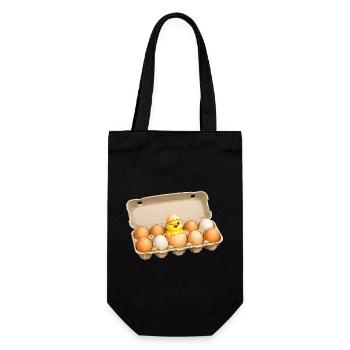 Cute Chick in Egg Carton Easter Motif - Gift Bag for Bottles - black - Front