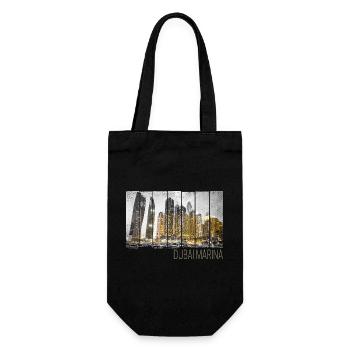Dubai Marina in VAE Skyline Vintage Panorama - Geschenkbeutel für Flaschen - Schwarz - Vorne