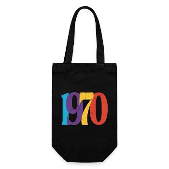 Geboren 1970 70 Geburtstagsgeschenk - Geschenkbeutel für Flaschen - Schwarz - Vorne