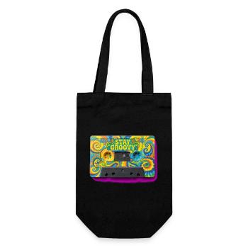 Stay Groovy Psychedelic Kassette - Geschenkbeutel für Flaschen - Schwarz - Vorne
