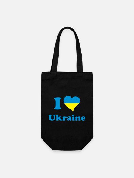 I love Ukraine - Ich liebe Ukraine - Geschenkbeutel für Flaschen - Schwarz
