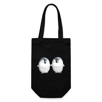 Best Friends Pinguine - Pinguin - Comic - Paar - Geschenkbeutel für Flaschen - Schwarz - Vorne