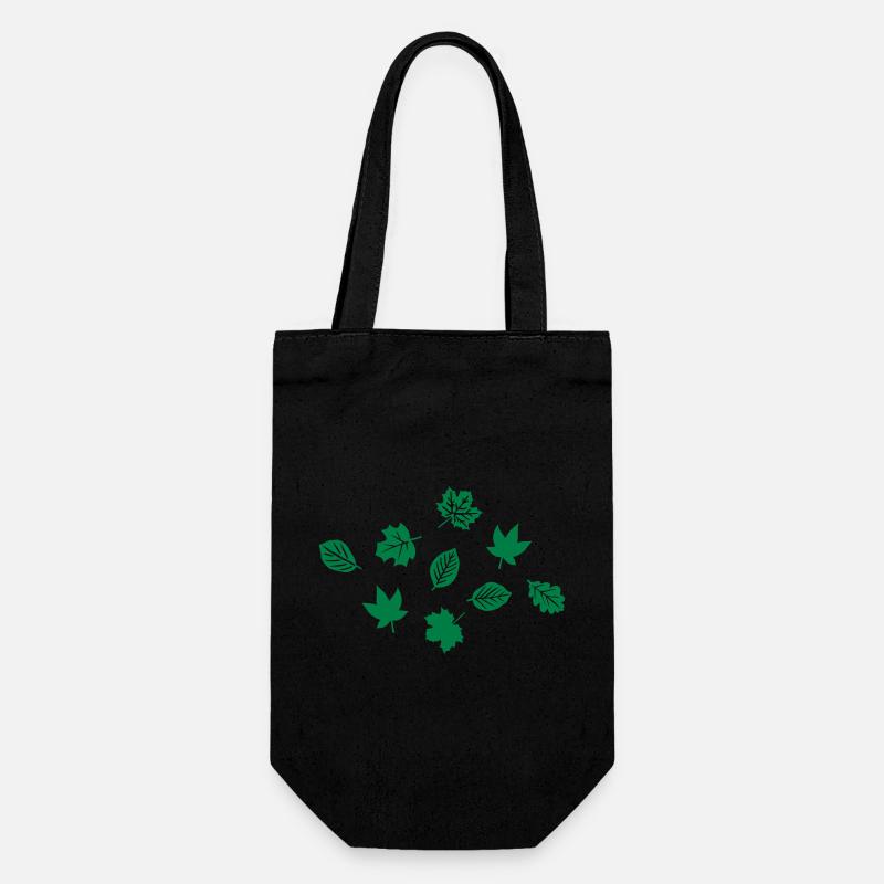 Grüne Blätter, einfärbbar - Geschenkbeutel für Flaschen - Schwarz