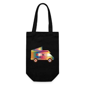 colorful camper with tent roof for the Van Life - Gift Bag for Bottles - black - Front