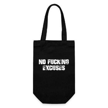NO FUCKING EXCUSES Gym Trainig Workout - Geschenkbeutel für Flaschen - Schwarz - Vorne
