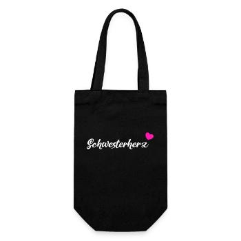 Schwesterherz Geschenk White - Geschenkbeutel für Flaschen - Schwarz - Vorne