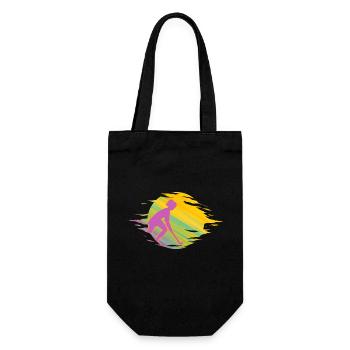 Field hockey Hockey "Hockeygirl on colorful fire" - Gift Bag for Bottles - black - Front