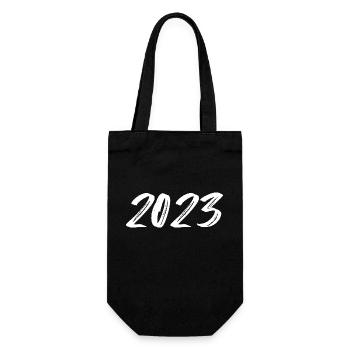 2023 weiß Silvester Neujahr - Geschenkbeutel für Flaschen - Schwarz - Vorne