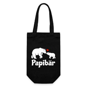 Papibär - bester Papa - Vatertag - Männertag - Geschenkbeutel für Flaschen - Schwarz - Vorne
