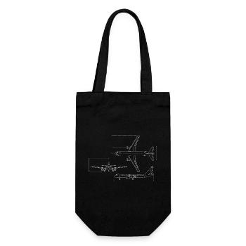 Dessin technique du plan d’avion - Sac à bouteille - noir - Devant