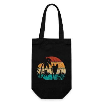 Sunset Surfer - Surf all day - Welle - Geschenk - Geschenkbeutel für Flaschen - Schwarz - Vorne