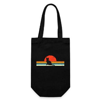 Cat Vintage retro sunset - Gift Bag for Bottles - black - Front