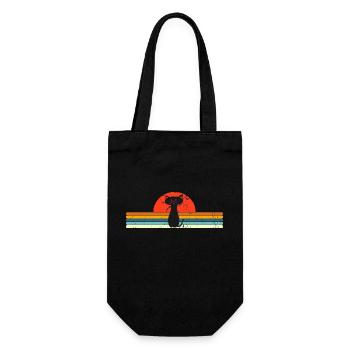 Cat Vintage retro sunset - Gift Bag for Bottles - black - Front