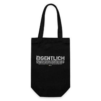 Eigentlich (weiß, mit Stabil Logo) - Geschenkbeutel für Flaschen - Schwarz - Vorne