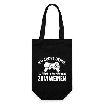 Zocker Zocken Gamer - Geschenkbeutel für Flaschen - Schwarz - Vorne